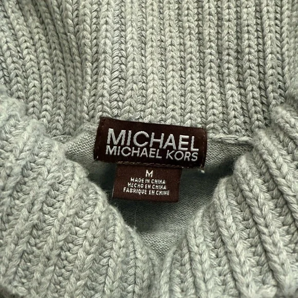 Michael Kors Gray Cotton Pullover Long Sleeve Cowl Neck Sweater - Picture 2 of 3